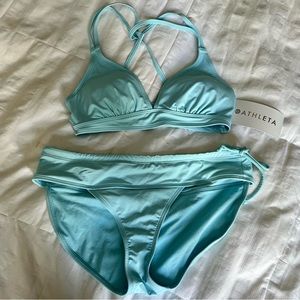 ATHLETA (SKY BLUE) Cross Strap Bikini TOP = SM | BOTTOM = MED